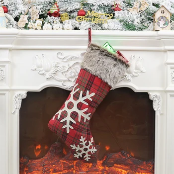 Kalėdų Dovanų Kojinės Pliušinis Kalėdų Kojinę Su Pakabinimo Virvės Dėl Kalėdų Eglutės Ornamentu Kalėdų Dekoracijos