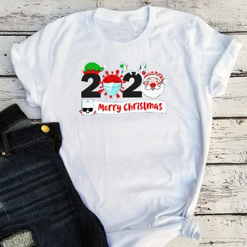 Kalėdų Karantino Marškinėliai 2020 M. Moteris Linksmų Kalėdų Marškinėlius Asmeninį Laišką, Negabaritinių Tee Derliaus Plius Dydis Viršūnės