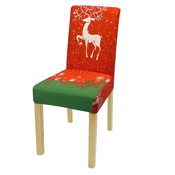 Kalėdų Kėdžių Dangose Raudona Ir Žalia Briedžių Spausdinti Ruožas Elastinga Universali Kėdė Padengti Valgomasis Užvalkalai