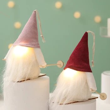 Kalėdų vyras lėlės elf šviesos iki darbastalio ekrano nustatymas Apdailos Kalėdų Išvakarėse dovana