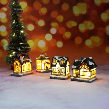 Kalėdų Žiburiai Dervos Miniatiūriniai Namas Baldai LED Namas Papuošti Kūrybos Kalėdų Dovanos Apšvietimo Šalies Namų Dekoro