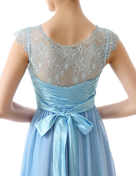 Karšto Pardavimo Pigūs Mėlyna Ilgai Bridesmaid Dresses su laivapriekio Varčias Nėrinių Liemenė Vestuves Suknelė Moterims Vakare Gown