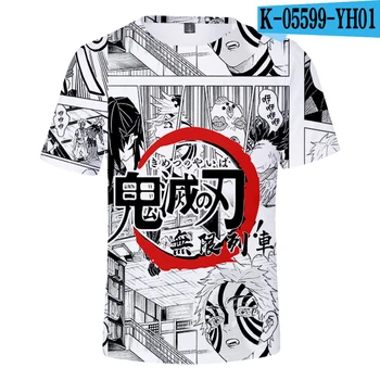 Karšto Pardavimo Vaikas Mielas 3D T-shirt Harajuku Kimetsu Nr. Yaiba: Mugen Ressha-Višta Berniukų/Mergaičių Vasaros Atsitiktinis Anime Marškinėliai Kietas Viršūnes Tees