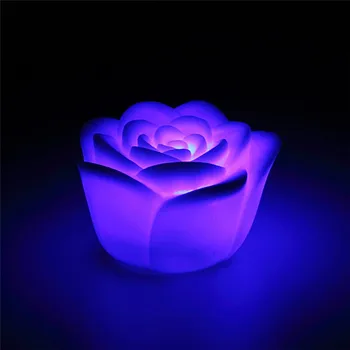 Karšto Pardavimui, 1 vnt Kūrybos Rožių Žiedų Formos LED Šviesos Naktį Keitimas 7 Spalvos, Romantiška Žvakių Šviesos Lempos Lašas Laivybos