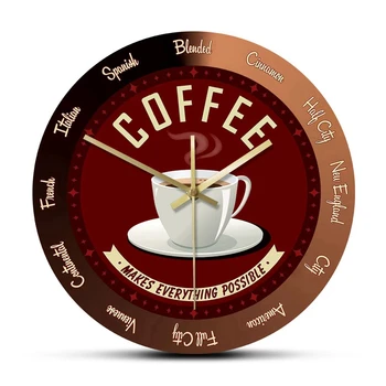 Kavos Mėgėjams, Kavos Baras Pasirašyti Kavinė Laiko Silent Sieninis Laikrodis Virtuvės Sienos Meno Apdaila Sienos Žiūrėti Kavos Mėgėjai Dovana