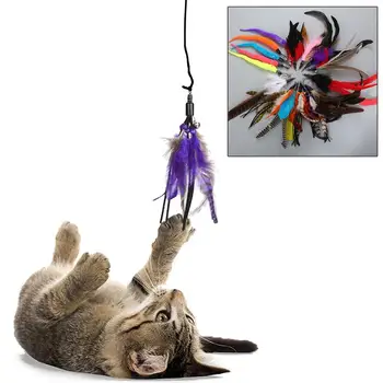 Keičiamų Plunksnų Galvos Lazdelė Žaislai 1Pcs Katė Kibinimas Ištraukiama Cat Stick Pet Kačiukas Coloful Interaktyvus Pet products
