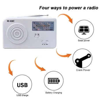 Keli Naudoti Saulės energija Varomas arba elektros Energijos Gamybos Ranka FM AM Radijas su 1LED Žibintuvėlis USB Kroviklio Pagalbos