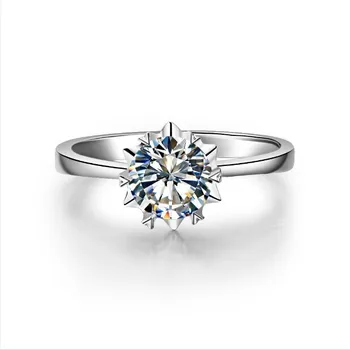 Kietojo 14K White Gold Jewelry 0.5 Ct Moissanite Deimantų Žiedas Teigiami Vestuvinis Žiedas Garantija Balto Aukso Moterų Žiedas