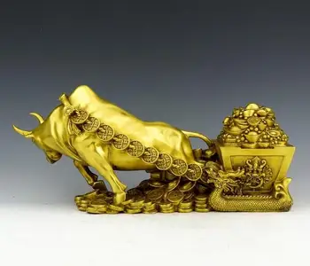Kinija kolekcija Seiko graviravimas žalvario turto galvijų amatų statula
