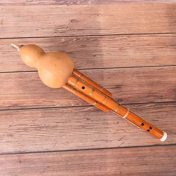Kinijos Rankų Darbo Hulusi Rudos Spalvos Bambuko Moliūgas Cucurbit Fleita Etninės Muzikos Instrumentas, C Raktas Pradedantysis Muzikos Mėgėjams