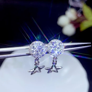 KJJEAXCMY Bauda papuošalai 925 sterlingas sidabro inkrustacijos Mosang diamond moterų auskarai populiari mergina ear stud Paramos bandymas