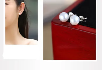 Klasikinis Mini Pearl Raundas 6-7MM baltų perlų auskarai Moterų Tibeto sidabro paprasta