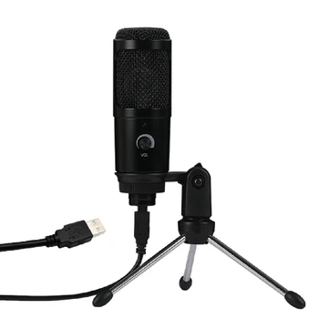 Kondensatoriaus Mikrofonas, USB Mikrofonas Karaoke Įrašymas su Clip Trikojo Plug and Play Nešiojamas Stalinį KOMPIUTERĮ