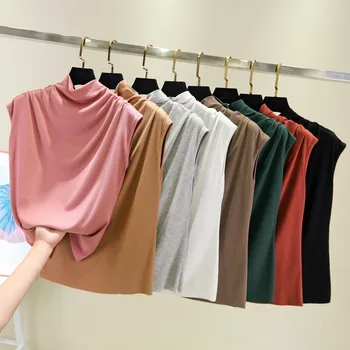 Korėjos Prarasti Atsitiktinis Rožinė Moterų Marškinėlius Moterų Marškinėliai, Vasaros Aukštos Apykaklės Modalinis T Shirt Girls Rankovių Golfo marškinėliai Topai