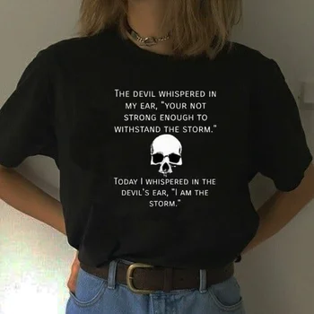 Kuakuayu HJN Skeletas Velnias sušnibždėjo Laišką Atspausdinta Tamsiai Gotikos Stiliaus Unisex Moterų Tee Marškinėliai Harajuku Hipster