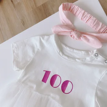 Kūdikiams, kūdikių mergaitės trumpas rankovės laišką komplektus suknelės kietas bodysuits gimtadienio dovanos kaspinai bamblys vaikams drabužių rinkiniai 2vnt