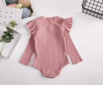 Kūdikiams, Vaikiška Baby Girl Rompers Megzti Ruffles Sweeet Mielas Rudenį Clothings Korėjos Vaikams Drabužių