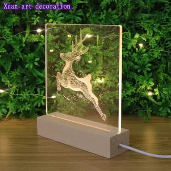 Kūrybos dovana 3D elnias stereo naktinė lempa LED dekoratyvinis mažas stalo lempos Kalėdų dovana, naktiniai staleliai, lempa namų puošybai