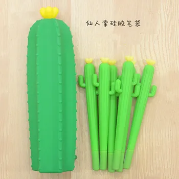 Kūrybos kaktusas pieštuku maišelį specialios formos silikoninis pieštukas maišelį,kūrybos didelės talpos studentų kaktusas užtrauktukas pieštuku krepšys