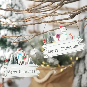 Kūrybos Mediniai alpaka laišką kortelės laikysena Kalėdų medžio apdaila Linksmų Kalėdų kabinti ornamentu #E