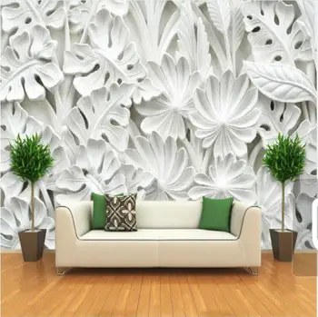 Lapų modelio gipso paramos freskomis tapetai už sienos gyvena kambaryje, TV foną, miegamojo sienų tapybos 3D sienų dokumentus dekoro užsakymą