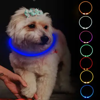 LED Šviesos Pet Antkaklis Šunims, Katėms USB Įkrovimo Daro Jūsų Šuo Matomas Naktį Žibintai Apykaklės