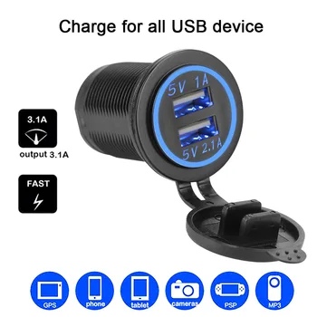 LEEPEE Elektros Lizdas 3.1 Dual USB Įkroviklis Universalus 12-24V Vandeniui Lizdo Adapteris Auto Jūrų Motociklai Sunkvežimis