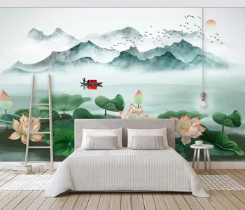 [Lipnios] 3D Ežero lotoso Kalnų 22 tapetų Sienos freskos Spausdinti Decal Sienų Freskomis