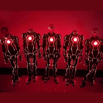 Liuminescencija Veiklos Drabužius LED Full Programavimo Robotas Optinio Pluošto etape šokių drabužiai