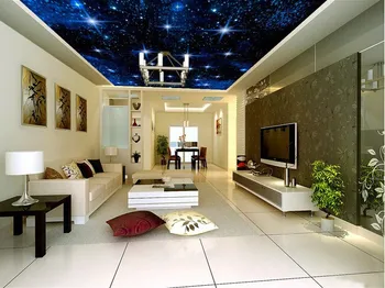 Lubų ekrano užsklanda fantasy žvaigždėto dangaus tapetai, 3D kambarį KTV sienų apdailai temą kūrybos lubų freskos
