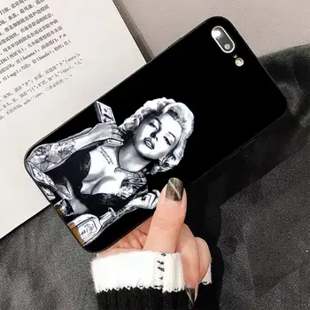 LVTLV Marilyn Monroe Katę Silikono Juoda Telefono dėklas skirtas iPhone 8 7 6 6S Plus X 5S SE 2020 XR 11 12 pro XS MAX