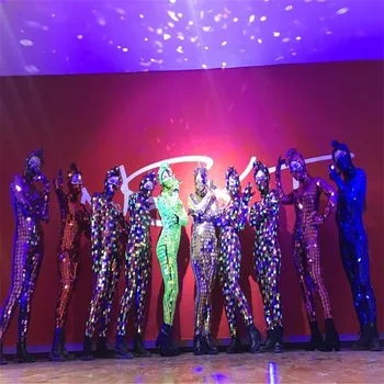 M54 Seksuali moteris Mozaikos etape kostiumai dj šokių šou nešioja aprengti dainininkas veiklos suknelės komplektus šalies kaukė veidrodis bodysuit