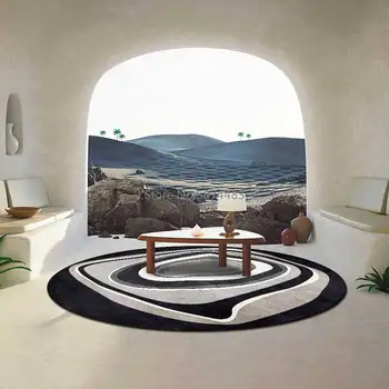 Madingas Modernus Minimalistinio Netaisyklingos Geometrinės Juoda ir Pilka Gyvenimo Kambario, Miegamasis neslidus Kilimėlis Kilimas