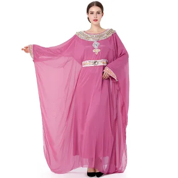 Mados abaja musulmonų ilga suknelė prabanga šifono siuvinėjimo moterų drabužių burqa plius dydis dubajus djellaba šalies vestuvinė suknelė