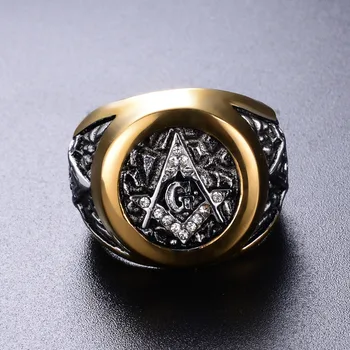 Mados Nerūdijančio Plieno, Masinu Žiedas Inkrustacijos Kalnų Krištolas Freemason Simbolis G Tamplierius Masonai Žiedai