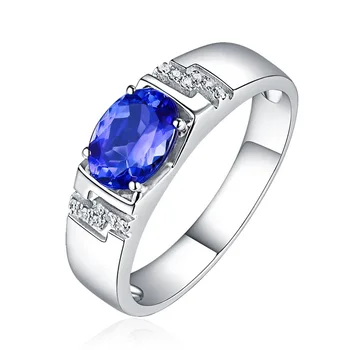 Mados Prabangių Sidabro Padengtą Mėlynas Perlas Žiedas Crystal Europos Verslo Vyrų Dalyvavimas Vestuvių Žiedas Dovana Gimtadienio Papuošalai
