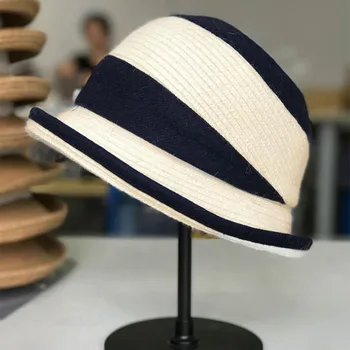 Mados vilnos skrybėlę Kibiro Kepurę Moterų rudenį ir žiemą žvejys skrybėlę Derliaus mezgimo vilnos baseino skrybėlę Kibiro Kepurę Gorras