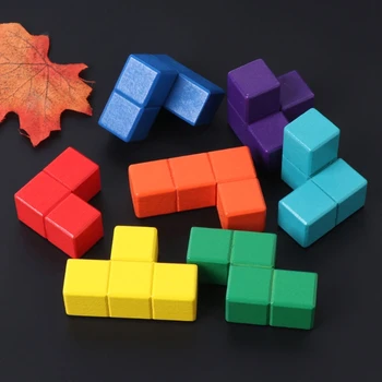 Magic Cube Įvairių spalvų 3D Medinė Dėlionė Švietimo Smegenų Kibinimas Žaidimas Q6PD