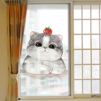 Matinio stiklo lipdukai šviesos nepermatomas vonios lango apdaila animacinių filmų cute kačių namų puošmena sienų lipdukai ant sienos