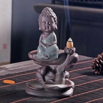 Mažas Buda Stick Smilkalų Laikiklis Dūmų Krioklys Aromaterapija Buda Censer Moliuskui Smilkalų Degiklis Keramikos Kūrybos Namų Dekoro