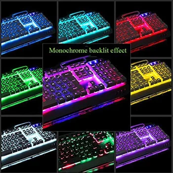 Mechaninė RGB Klaviatūra ir Pelė Combo, Reguliuojamas Kvėpavimas Lempos Laidinio Žaidimų Klaviatūra Riešo Poilsio Klaviatūra
