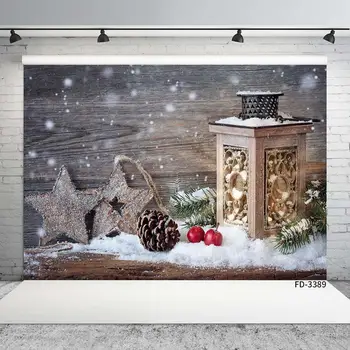 Medinės Lentos Kalėdų Žvaigždė Sniego Pušies Kankorėžis Vinilo Fotografijos Fonas Individualų Fotografijos Backdrops fotostudija