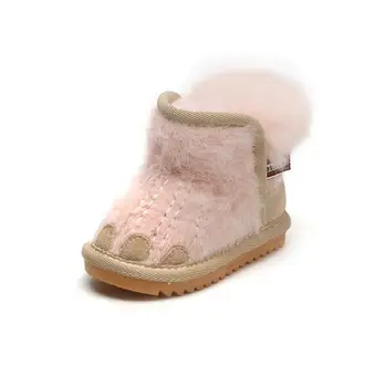 Merginos kailiniai batai 2019 nauja vaikų žiemos medvilnės batai, kailio vieną batai baby plus aksomo šilti sniego batai