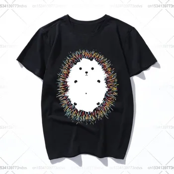 Mielas, spalvotas, iliustruotas, ežys meno Marškinėliai Spausdinami Moterys T Shirts Vienas Trumpas Rankovės Vasaros Harajuku Viršūnes Tee Printe