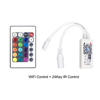 Mini Wifi RGB LED Valdiklis DC12-24V Su RF 21Key/24Key ir SPINDULIŲ Nuotolinio Valdymo RGB LED Juosta 5050 Šviesos 2835 LED RGB Valdiklis