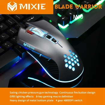 MIXIE USB Optinė Pelė 4800 DPI Laidinio Žaidimų 8 Raktai M10 Mechaninė Pelės RGB Apšvietimu