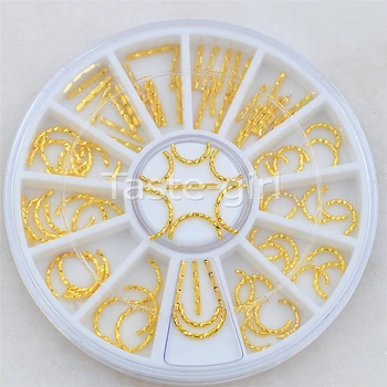 Mišrių stilių aukso metalų žymėjimo linijos smeigės dekoro varantys Nagų Dailės Apdailos grožio Manikiūro Stilius Įrankiai aksesuarai