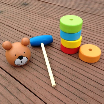 Montessori Blokai Įveikti Mediniai Žaislai, Dėlionės Kūdikių Žaislų Vaivorykštė Mediniai Krovimas Bokšto Žaidimas Mokslo Žaislas