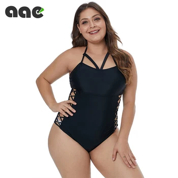 Moteris Plius dydis maudymosi kostiumėlį 2020 vientisi Maudymosi Kostiumas Moterims Didelis Juodas Plaukimo Derliaus Bather Moterų maudymosi Kostiumėliai, Lašas laivybos