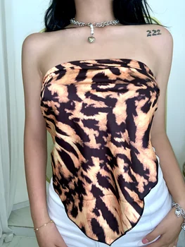 Moterys Vasarą Šilko Zebra Modelis Leopard Karvė Seksualus Bakas Vamzdžio Viršus Be Rankovių Off Peties Slim Vest Tee